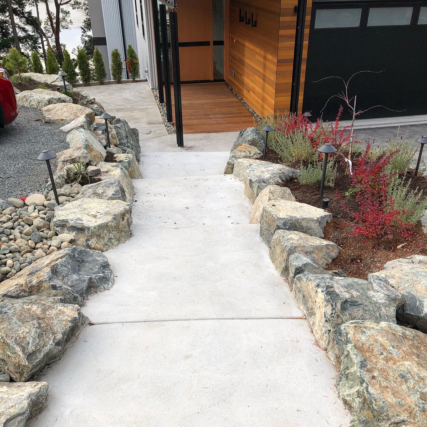 rock lined walkway