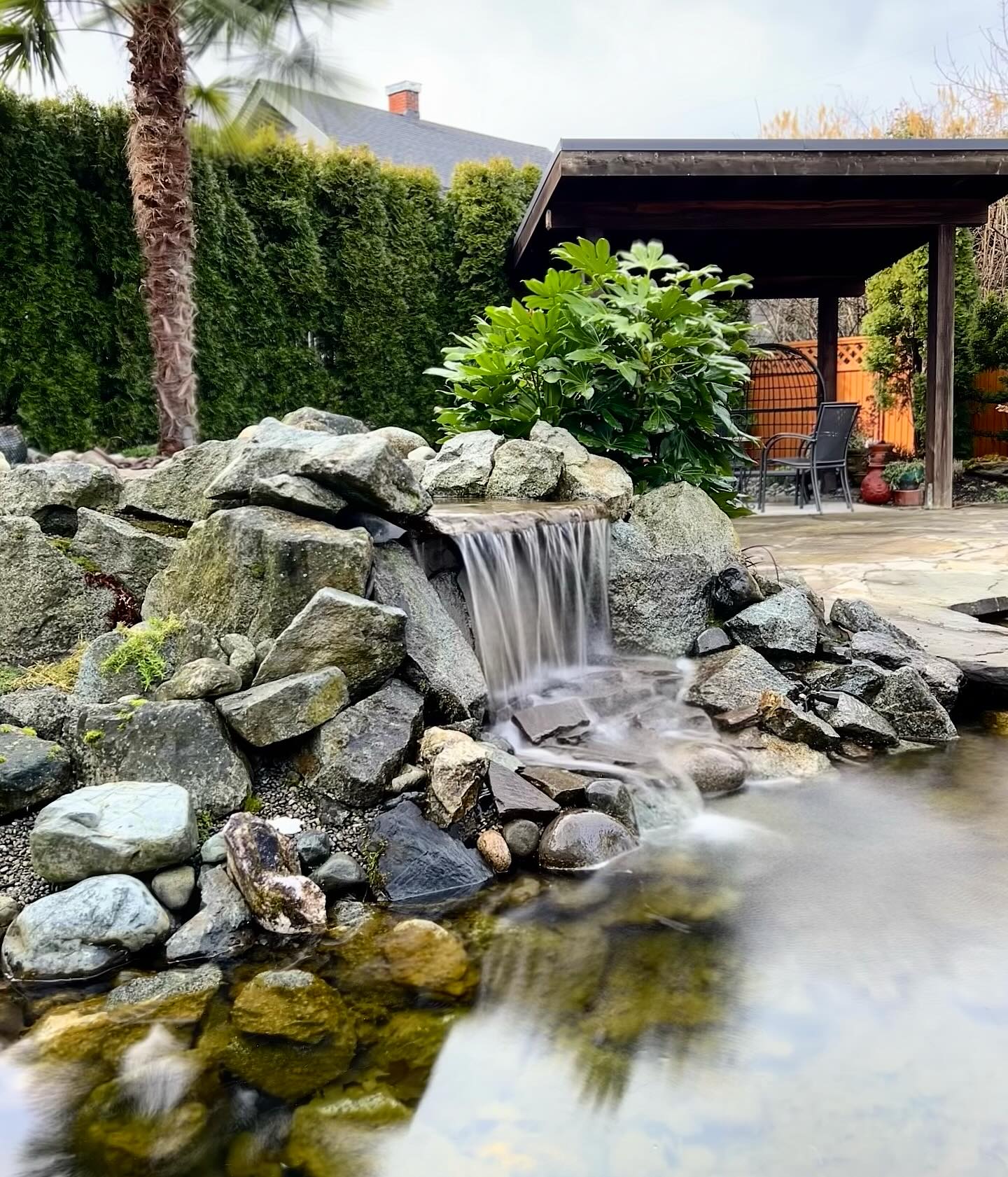 waterfall with pond